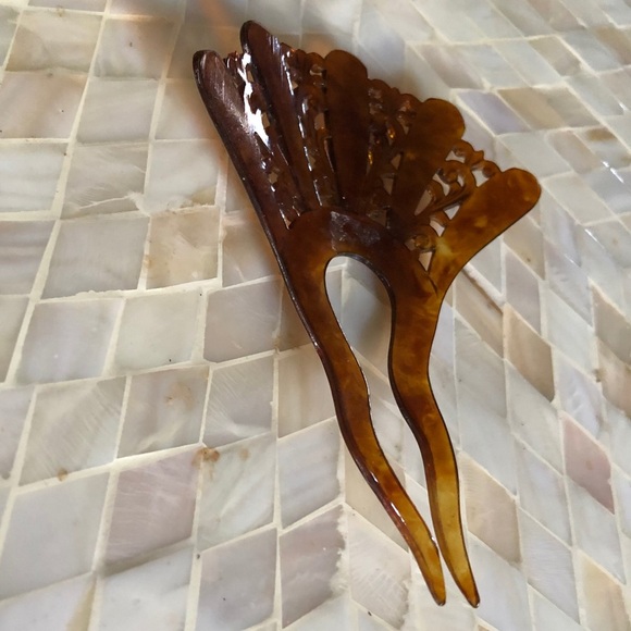 VTG Victorian Tortoise Shell Celluloid Hair Comb main image 6